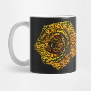 Yellow Rose Texas Cities Towns Word Cloud Mug